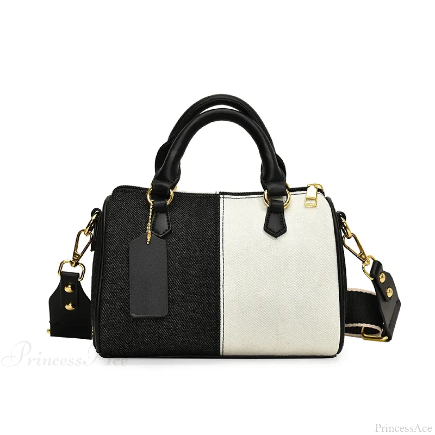 Colorblock Denim Mini Crossbody Handbag Black And White / 20.5x14x6.5cm handbag-250126