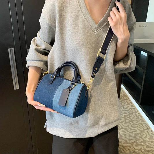 Colorblock Denim Mini Crossbody Handbag Mixed Blue / 20.5x14x6.5cm handbag-250126