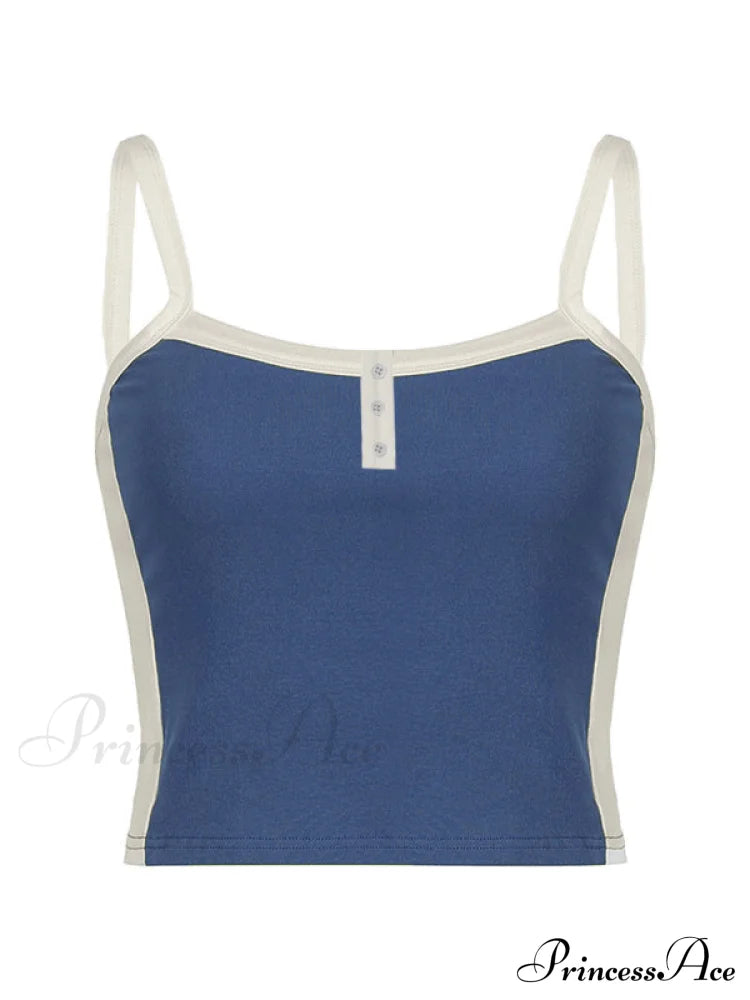 Contrast Trim Rib-Knit Trendy Crop Cami Top Tank Tops&Camis