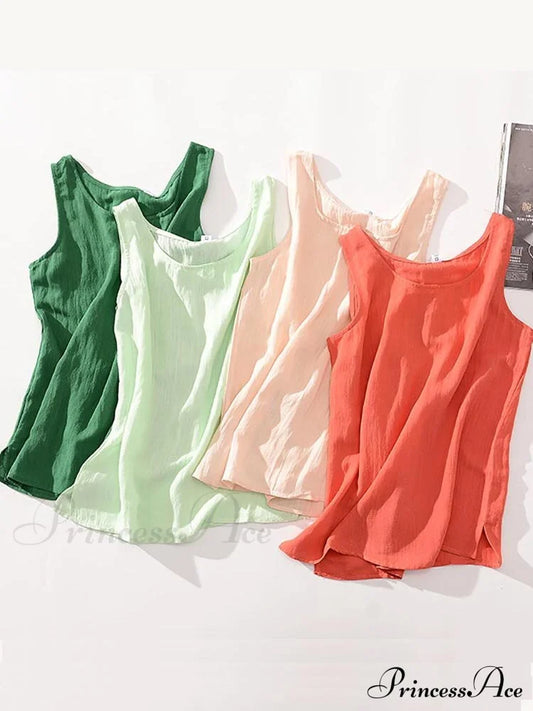Cotton Linen Sleeveless Tops