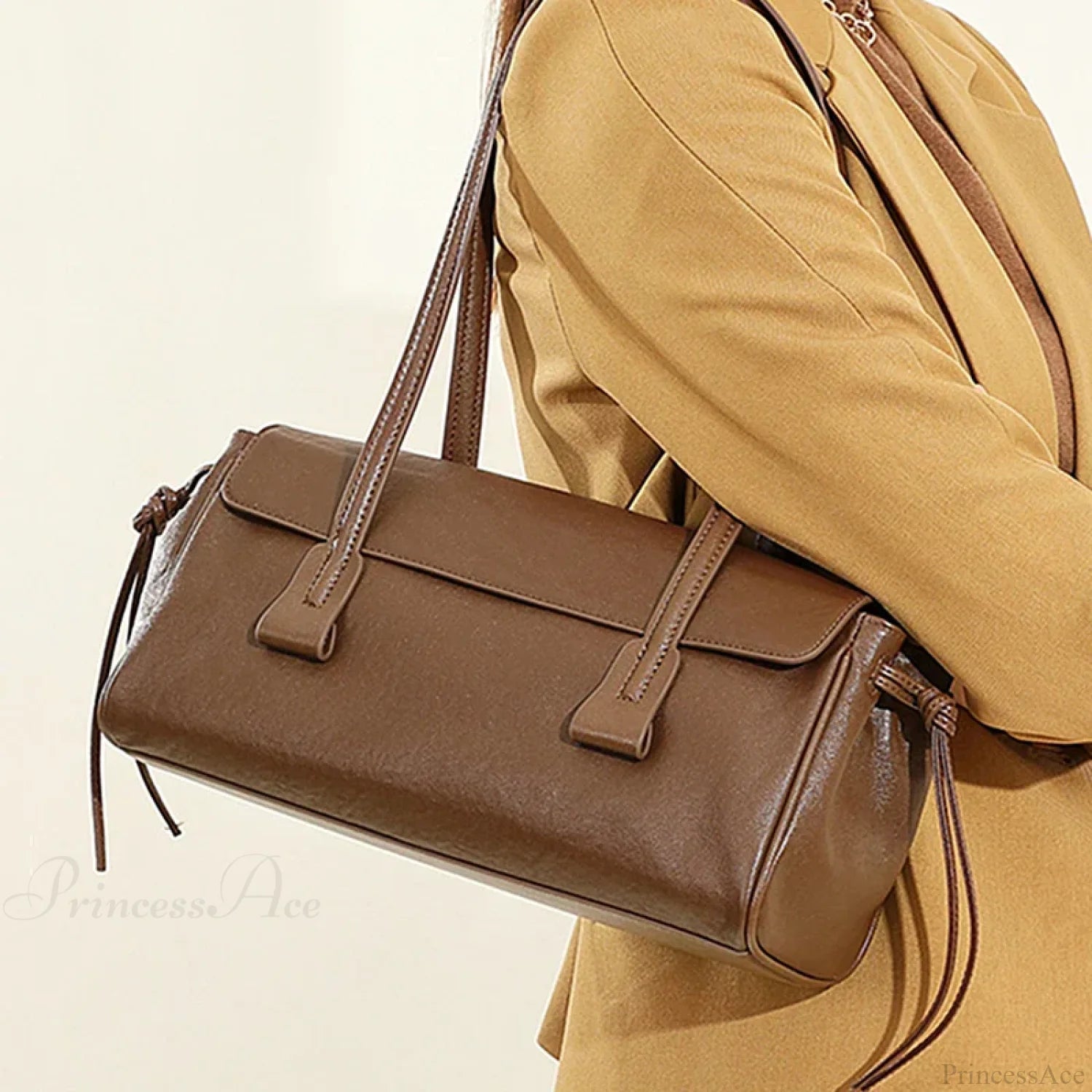 Cow Genuine Leather Luxury Satchel Shoulder Bag Brown shoulder-250126