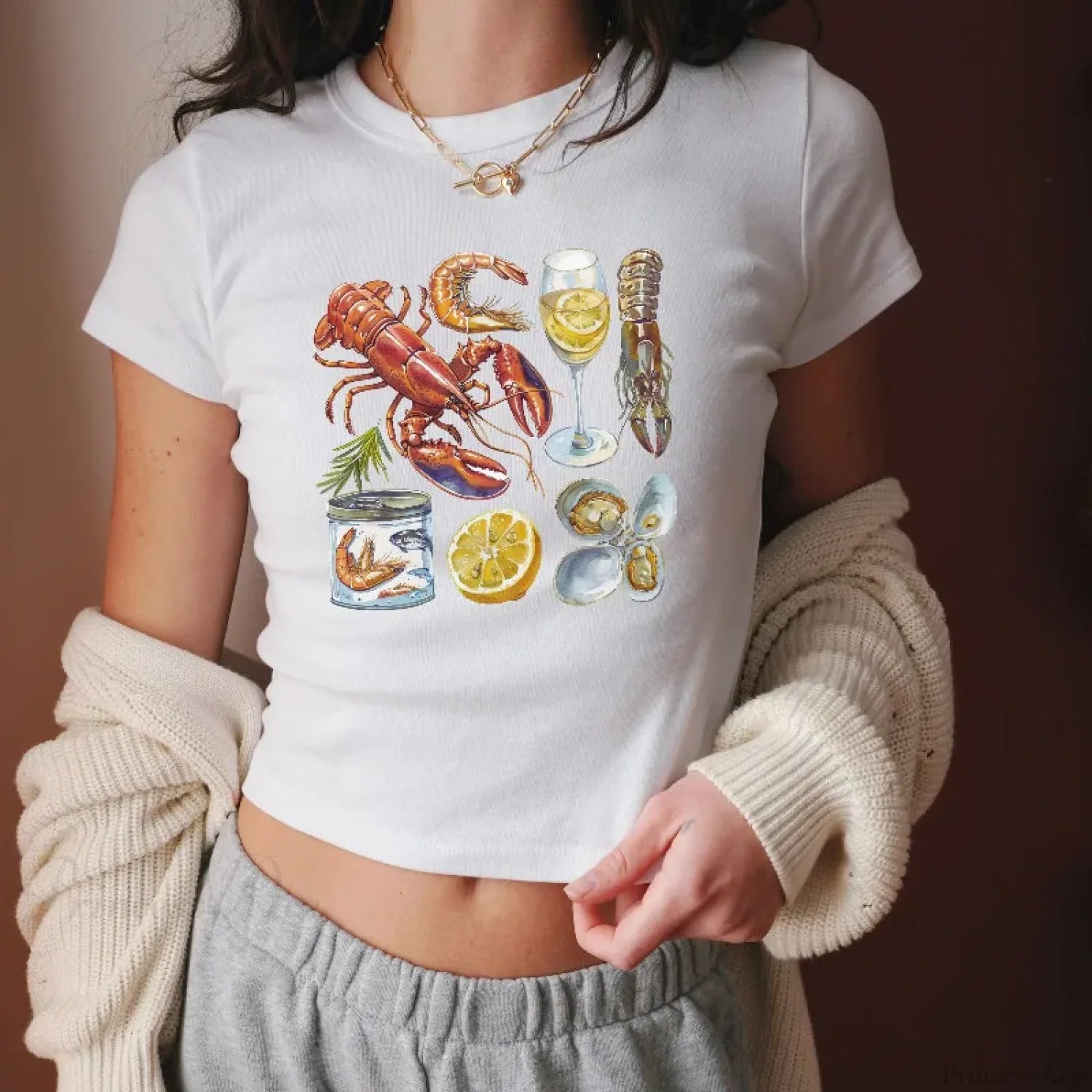 Cray Printed Gothic Crop Top T-shirt t-shirt-250223