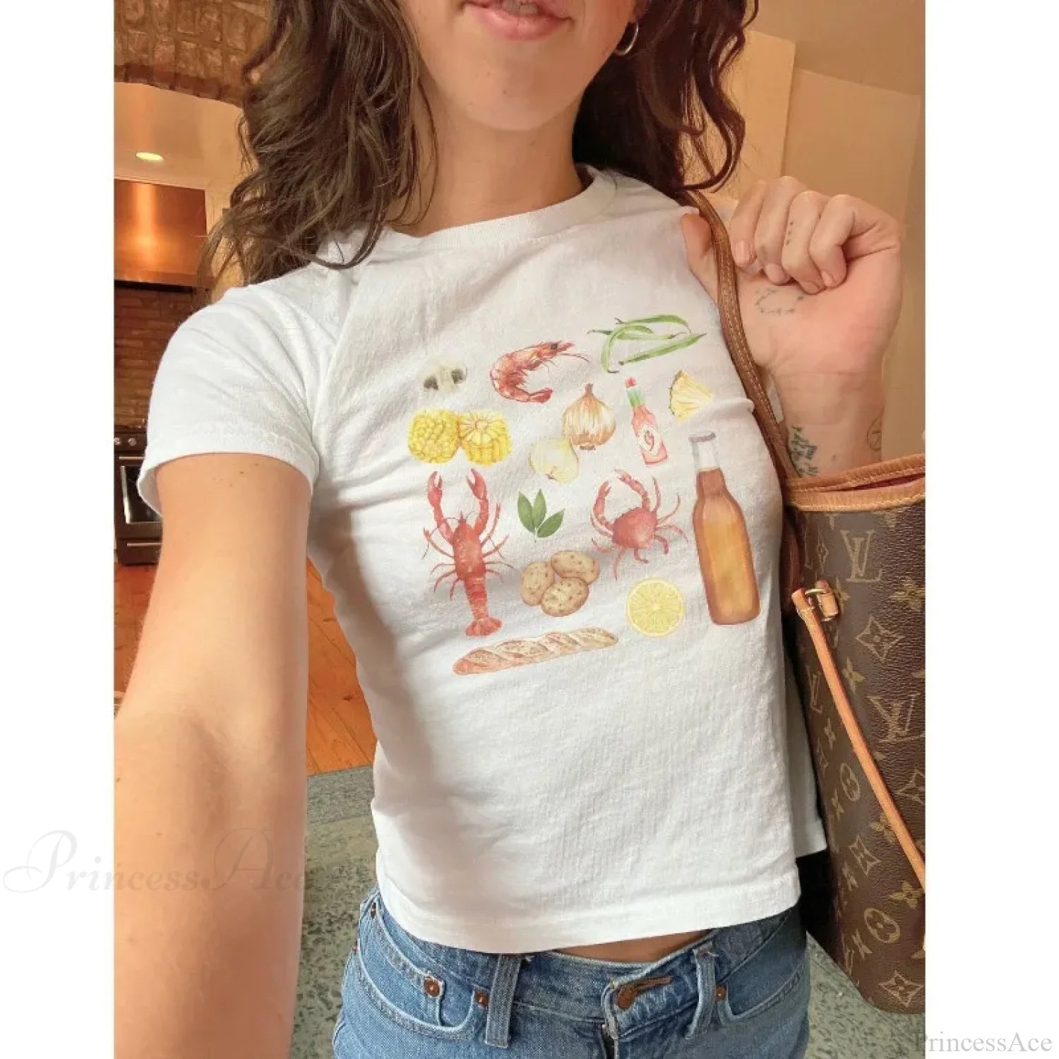 Cray Printed Gothic Crop Top T-shirt white1 / S t-shirt-250223