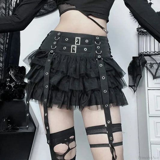 Dark High Waist Mini Skirt Black / S