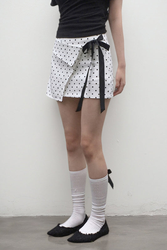 White Polka Dot Bodycon Mini Skirt