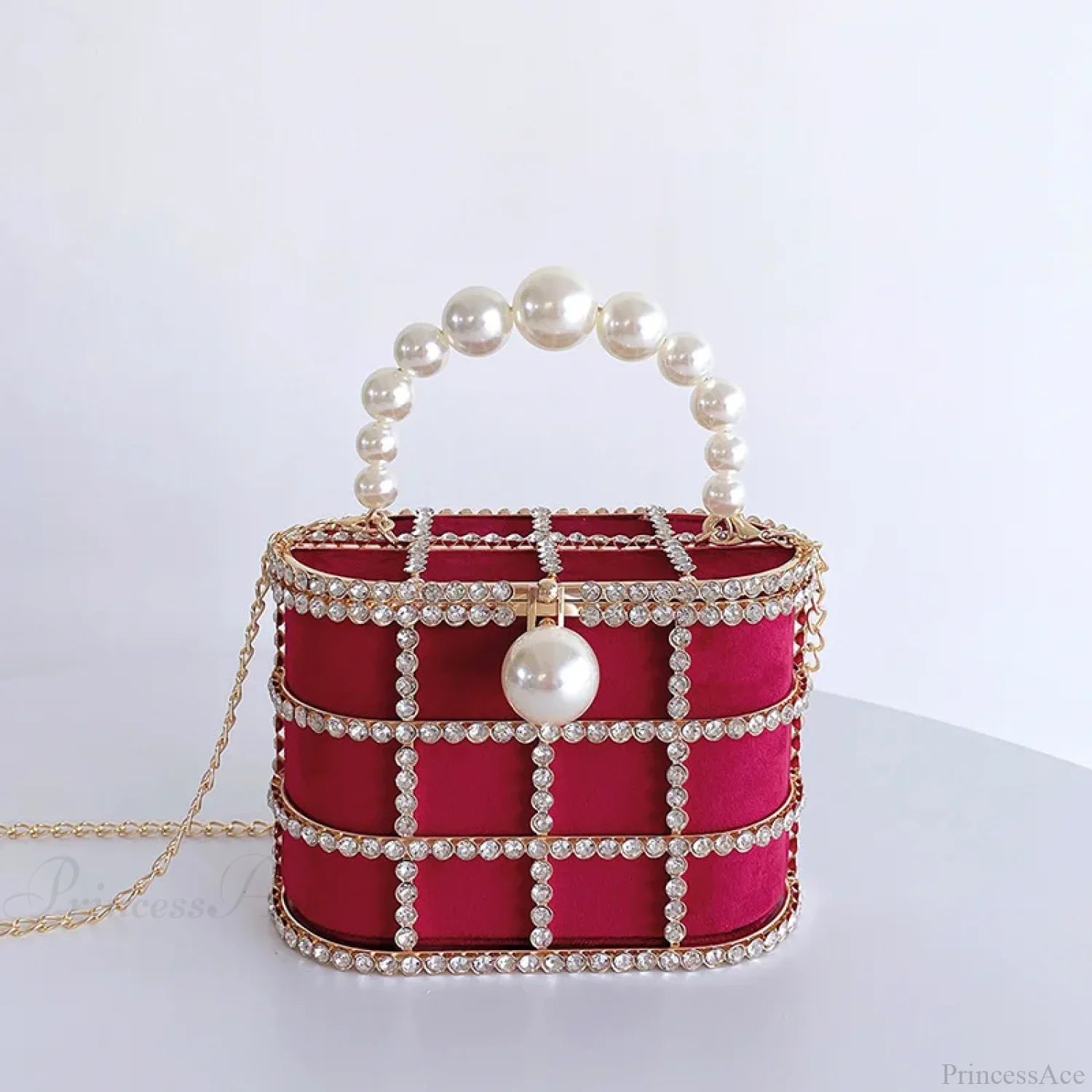 Diamonds Basket Clutch Luxury Pearl Beaded Wedding Party Evening Bag clutchbag-250126