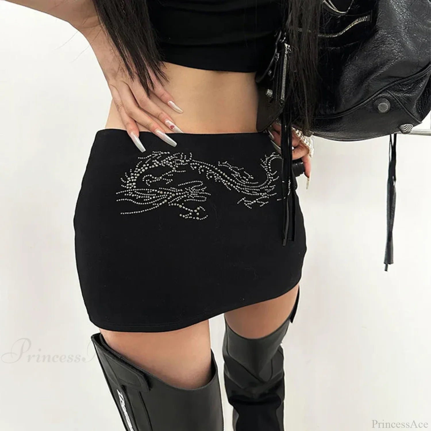 Dragon Rhinestone A-line Skirt