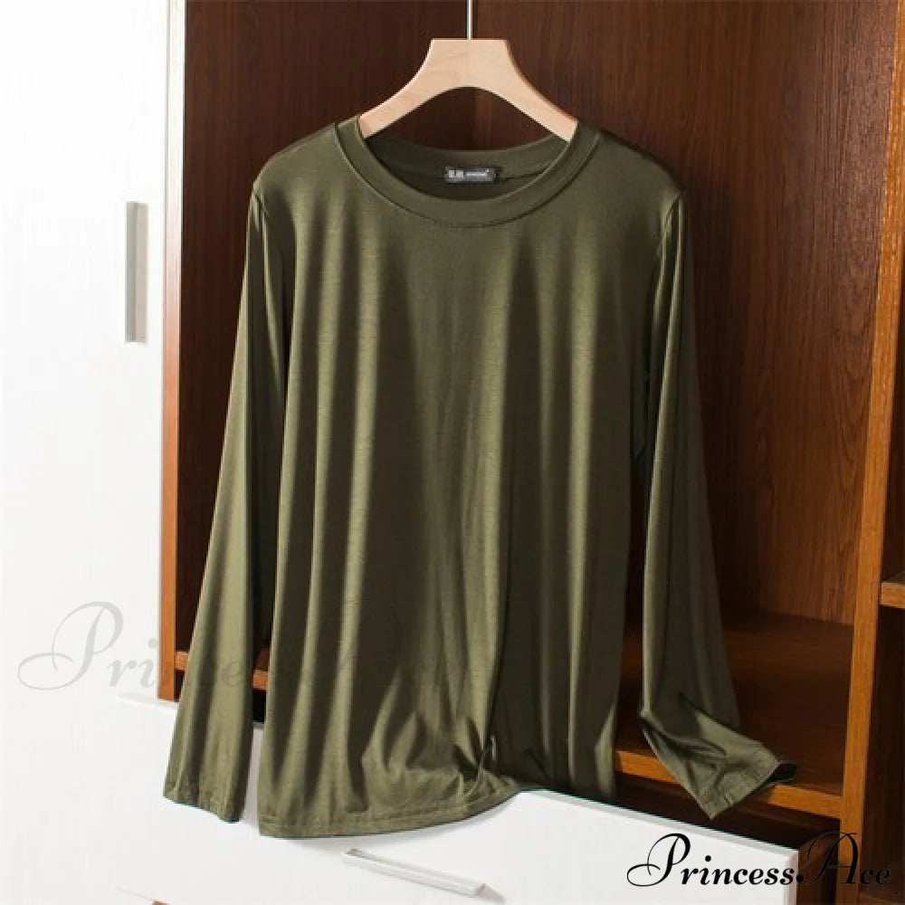Elastic Long Sleeve Bottomed T-Shirt Army Green / M