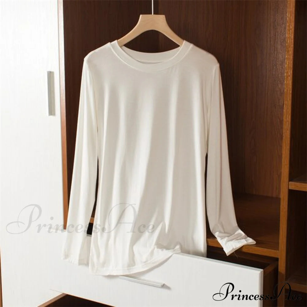 Elastic Long Sleeve Bottomed T-Shirt White / M