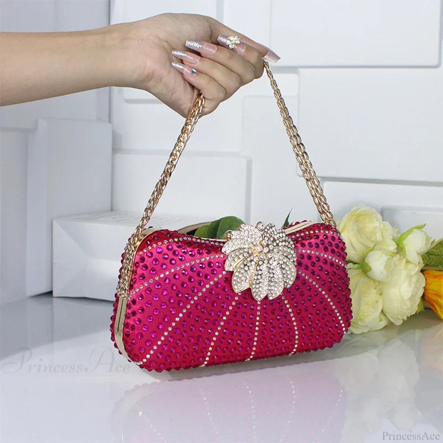Elegant Crystal Shiny Evening Clutch Purse Wedding Bag clutchbag-250126