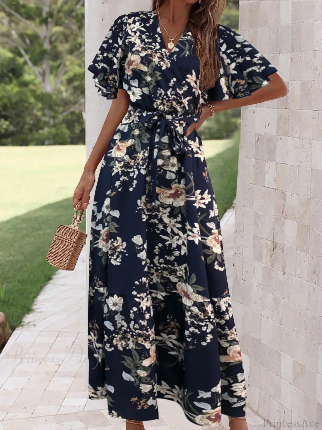 Elegant Floral A-line Dress oldfloraldress-250126