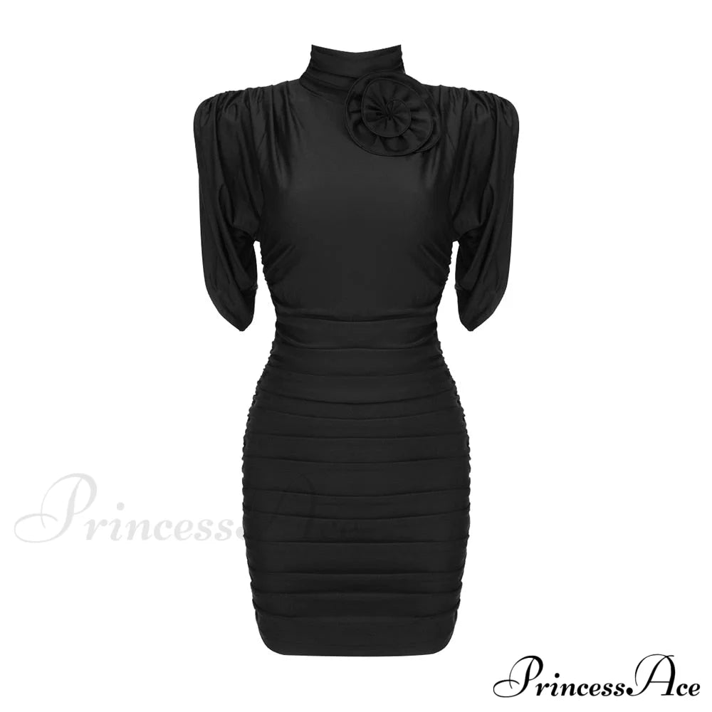 Elena Elegant Mini Dress Black / Xs