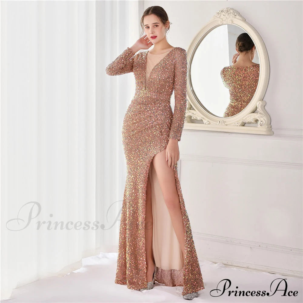 Ella Sequined Large Charming Split Mermaid Dress S.o. Long Dresses