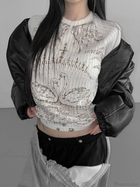 Emotional Printed Round-neck Knit Top