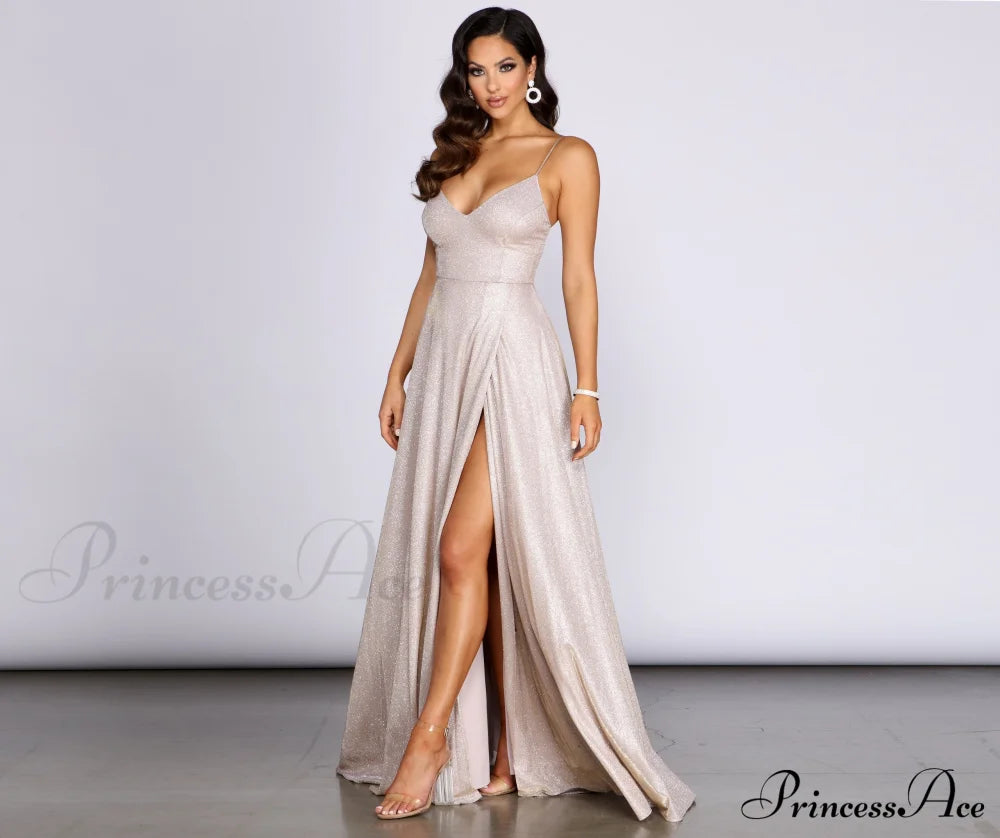 Everly A-Line Stylish Glitter Formal Dress S.o. Long Dresses