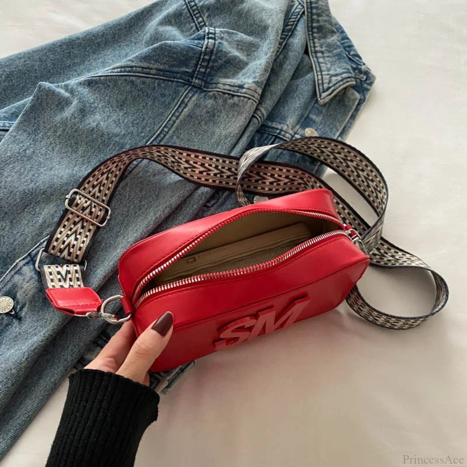 Fashion Leopard Print Letters Crossbody Bag Single Zipper Red crossbody-250126