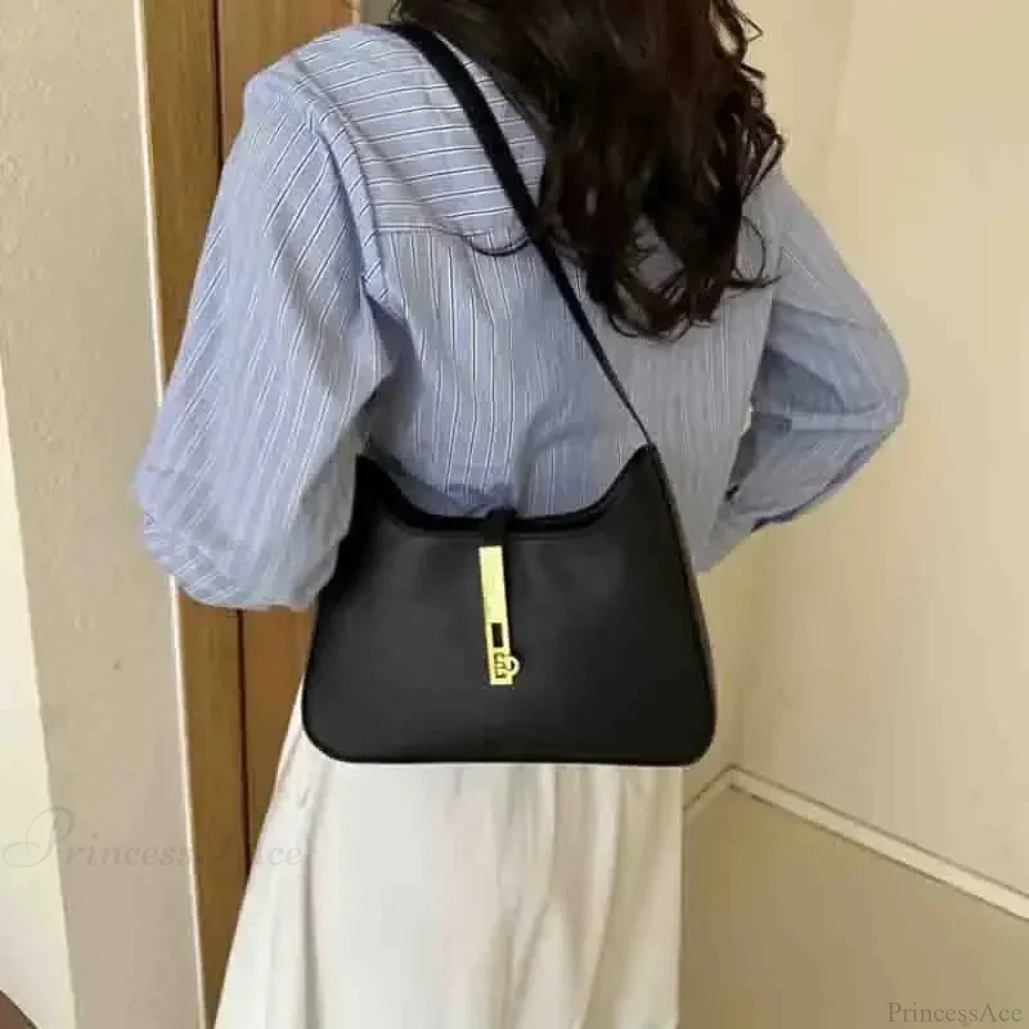 Faux Suede Vintage Commuter Shoulder Bag Black / 26.5x6x15.5cm shoulder-250126