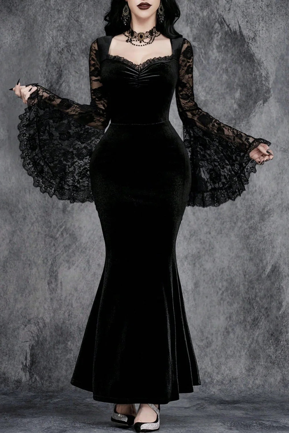 Flare Sleeve Lace Gothic Dress
