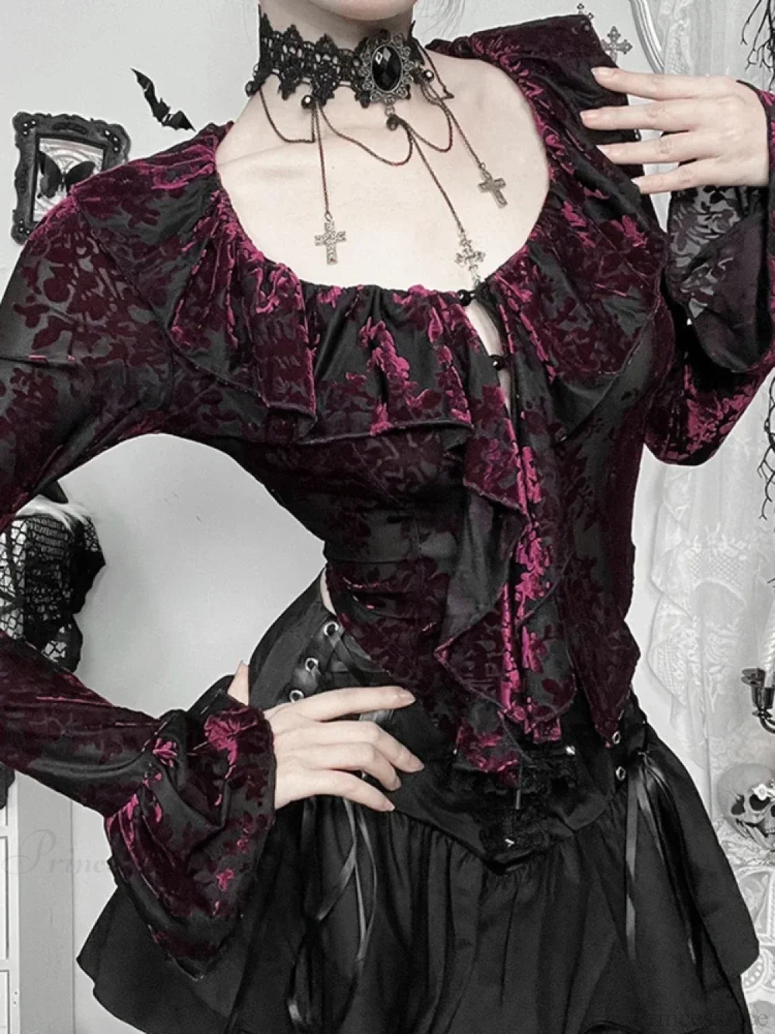 Flocking Ruffled Knit Top