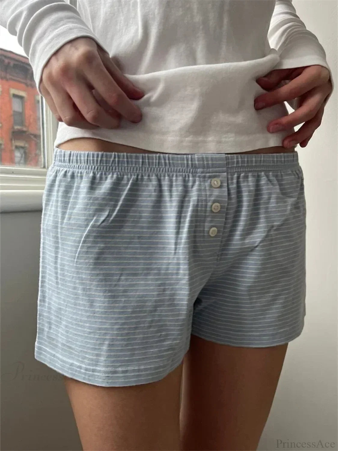 Floral Heart Striped Lounge Short blue / S short-250223