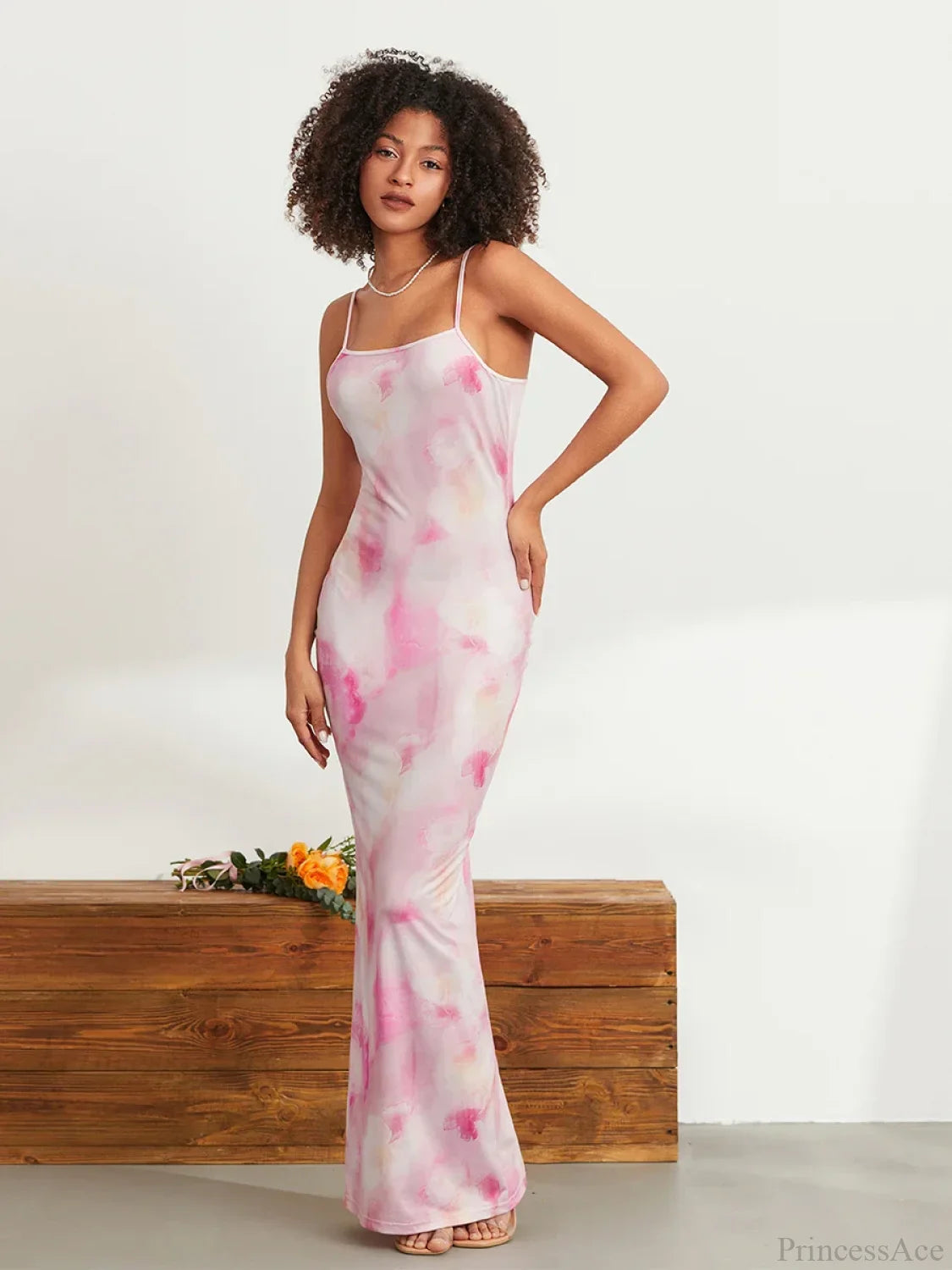 Floral Print Spaghetti Strap Bodycon Wrap Slip Sundress Floral Dress floraldress-250126