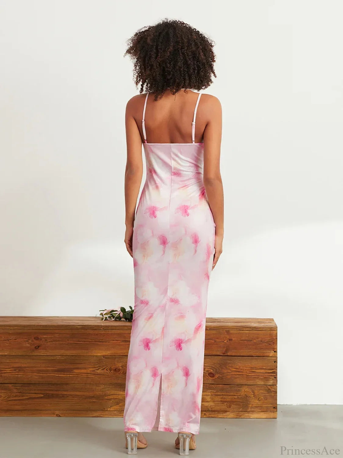 Floral Print Spaghetti Strap Bodycon Wrap Slip Sundress Floral Dress floraldress-250126