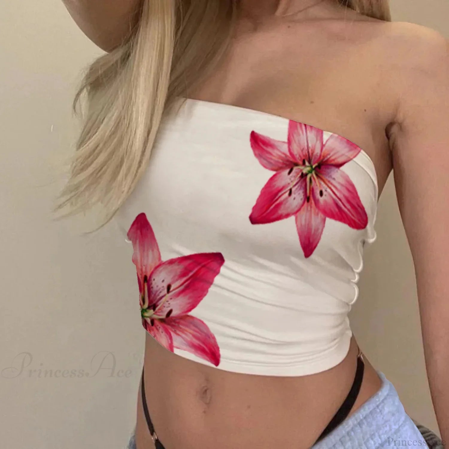 Floral Tube Top Strapless Slim Fit Summer Crop croptop-250126