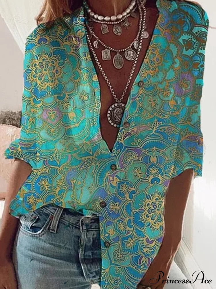 For Blouse - Long Women Loose Arm Size Large Casual Fashion Top S / Green