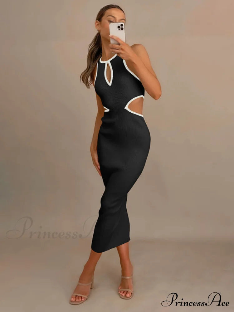 For Gown Figure-Hugging Cutouts Midi Women