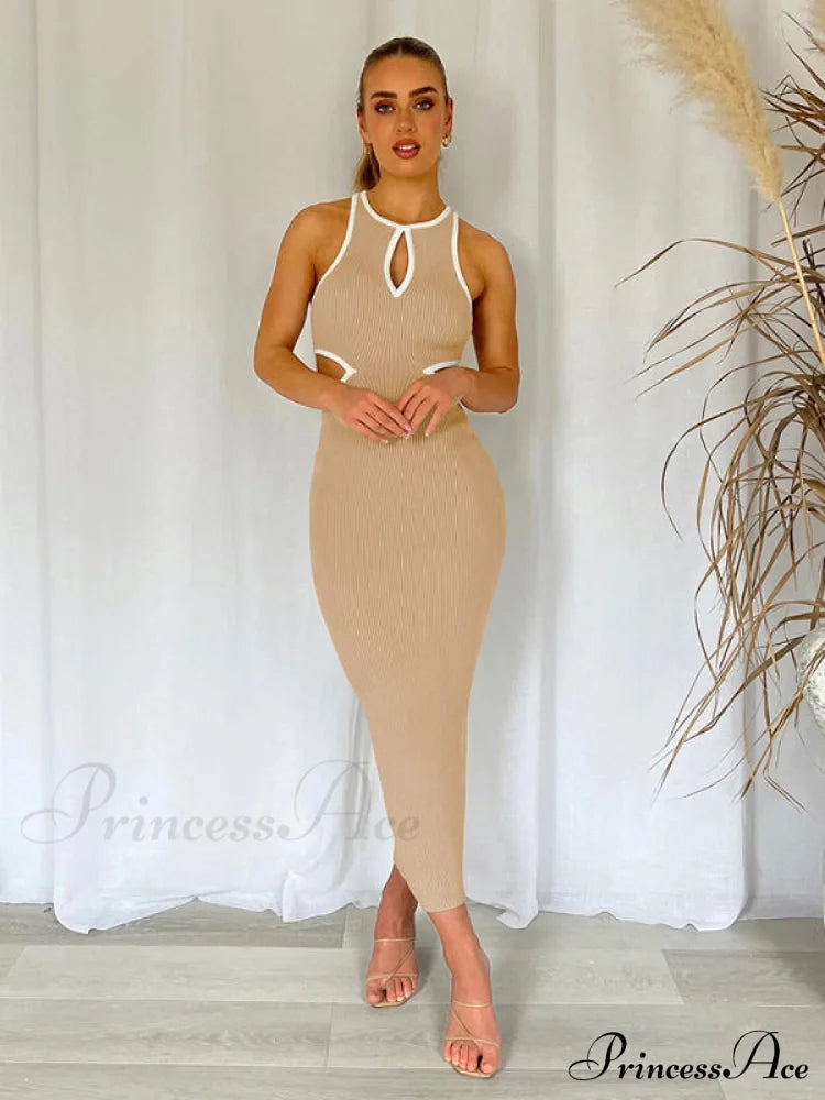For Gown Figure-Hugging Cutouts Midi Women