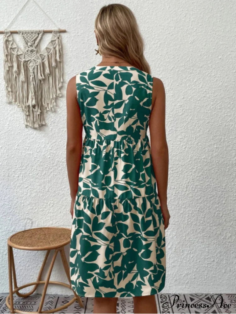 For Tiered Design Sleeveless Minidress Flowered Ruffle Women