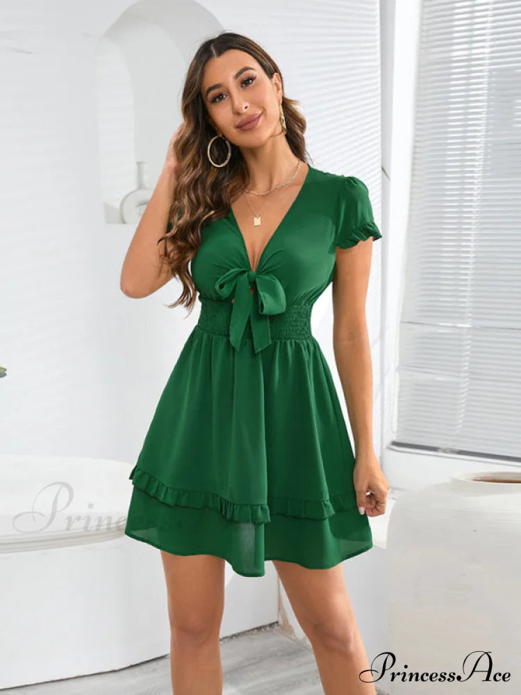 Front Color Mini Crepe Tie For Solid Gown Women