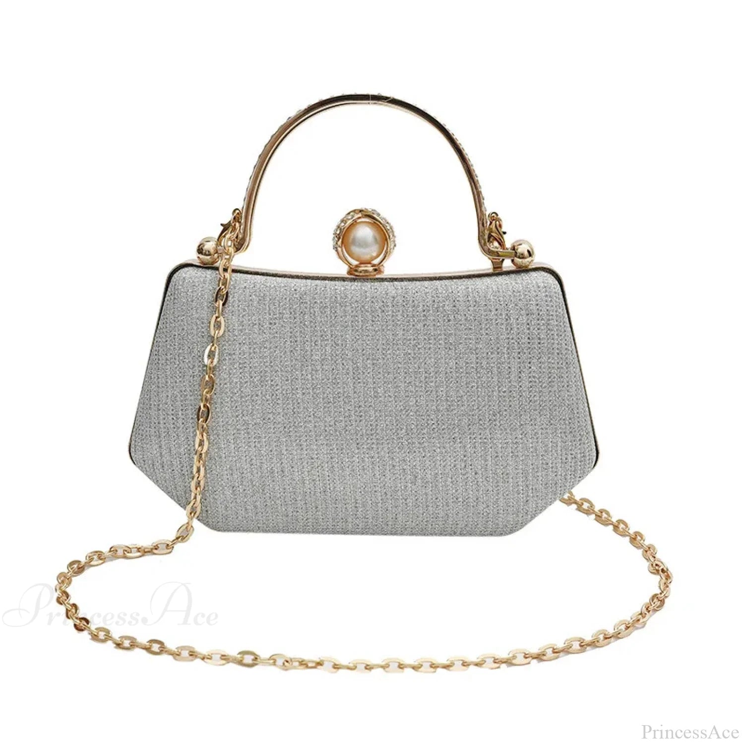 Glitter Evening Banquet Wrist Bag Rhinestone Clutch Bag Silver clutchbag-250126