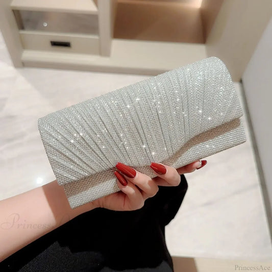 Glitter Silver Envelope Clutch Wristlet Silver wristlet-250126