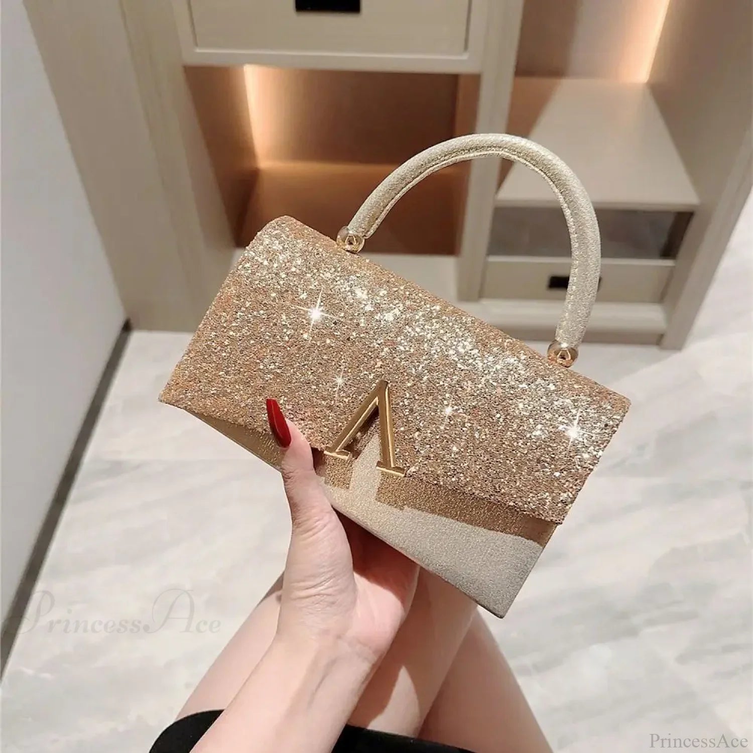 Gold Sequin Fashion Banquet Clutch Bag As Shown clutchbag-250126