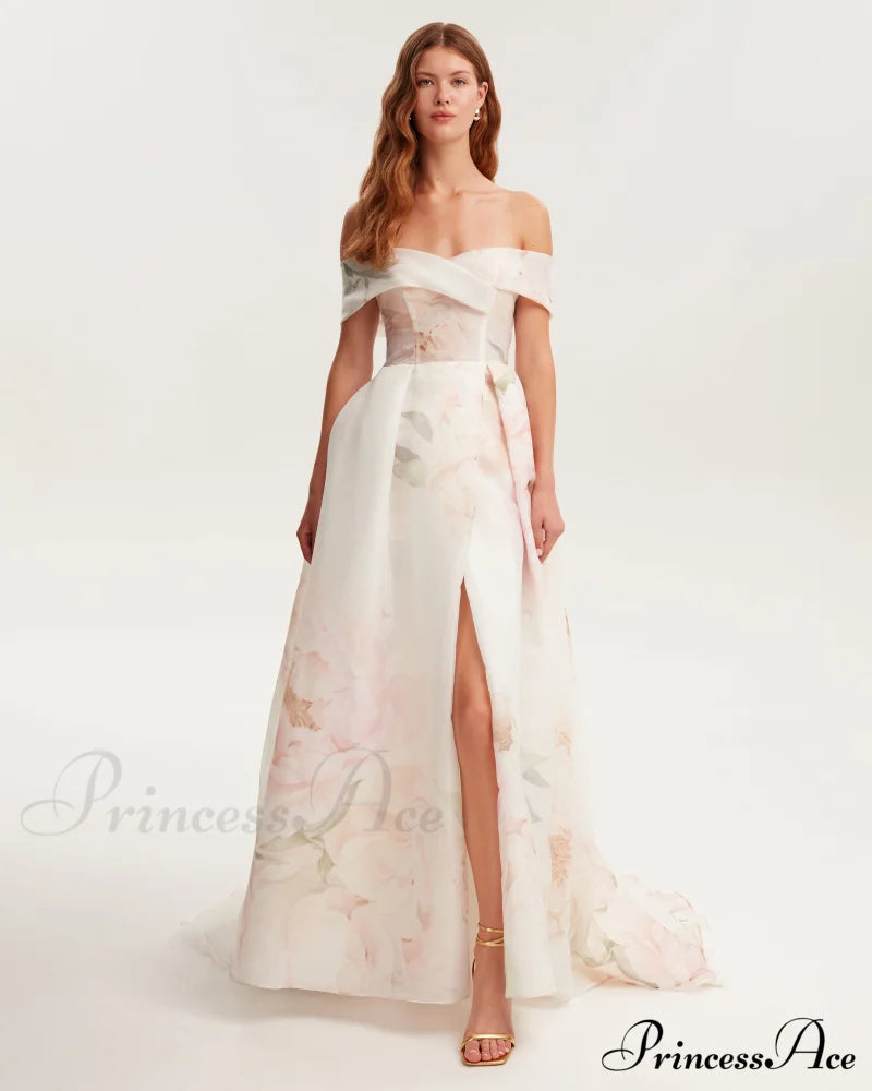 Gorgeous Pink Peony Off-The-Shoulder Graceful Maxi Dress Garden Of Eden