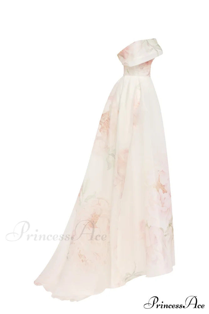 Gorgeous Pink Peony Off-The-Shoulder Graceful Maxi Dress Garden Of Eden
