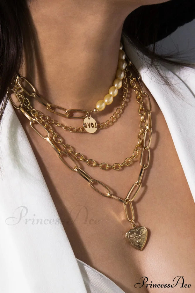 Gothic Layered Baroque Charming Pearl Chunky Chain Necklace