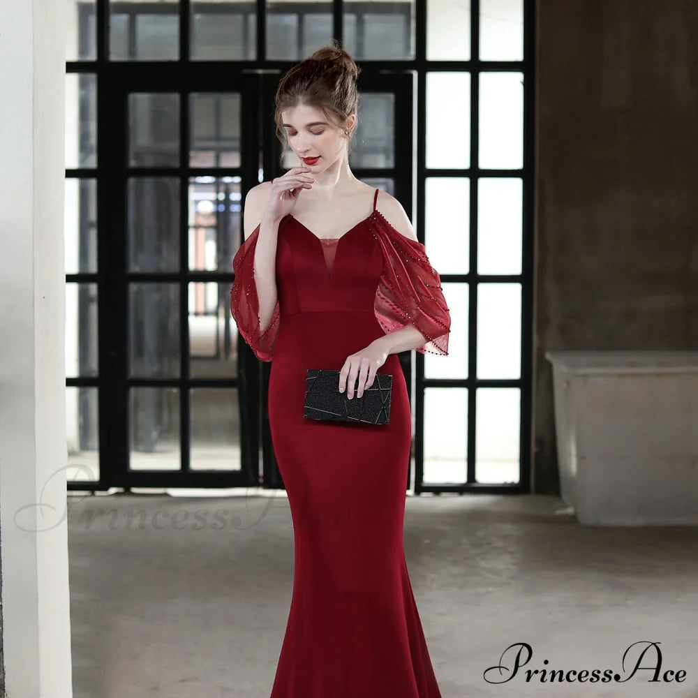 Grace Mesh Stylish Trim Sleeve Dress S.o. Long Dresses