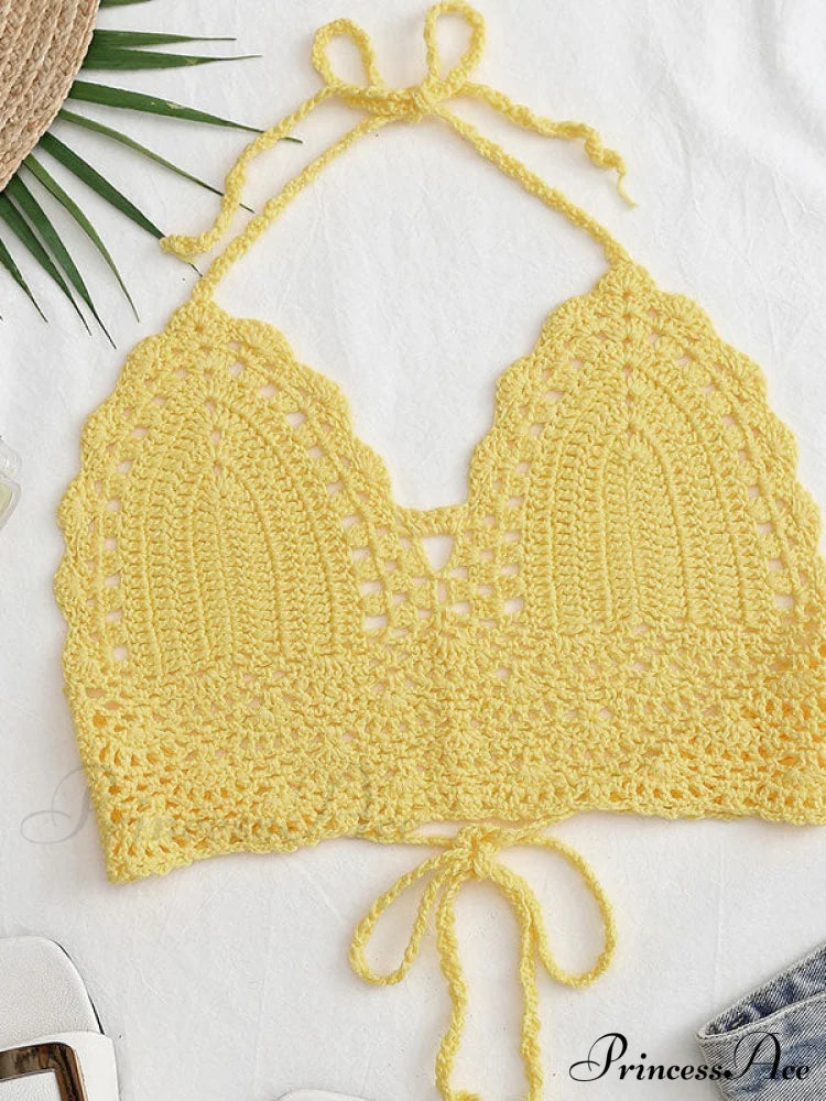 Halter Crochet Hollow Trendy Out Maxi Dress Tank Tops&Camis