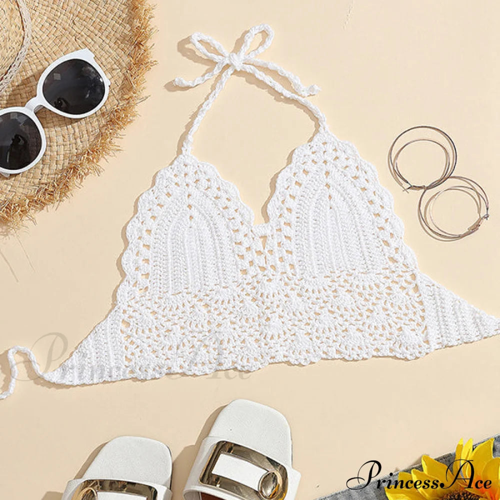 Halter Crochet Hollow Trendy Out Maxi Dress Tank Tops&Camis