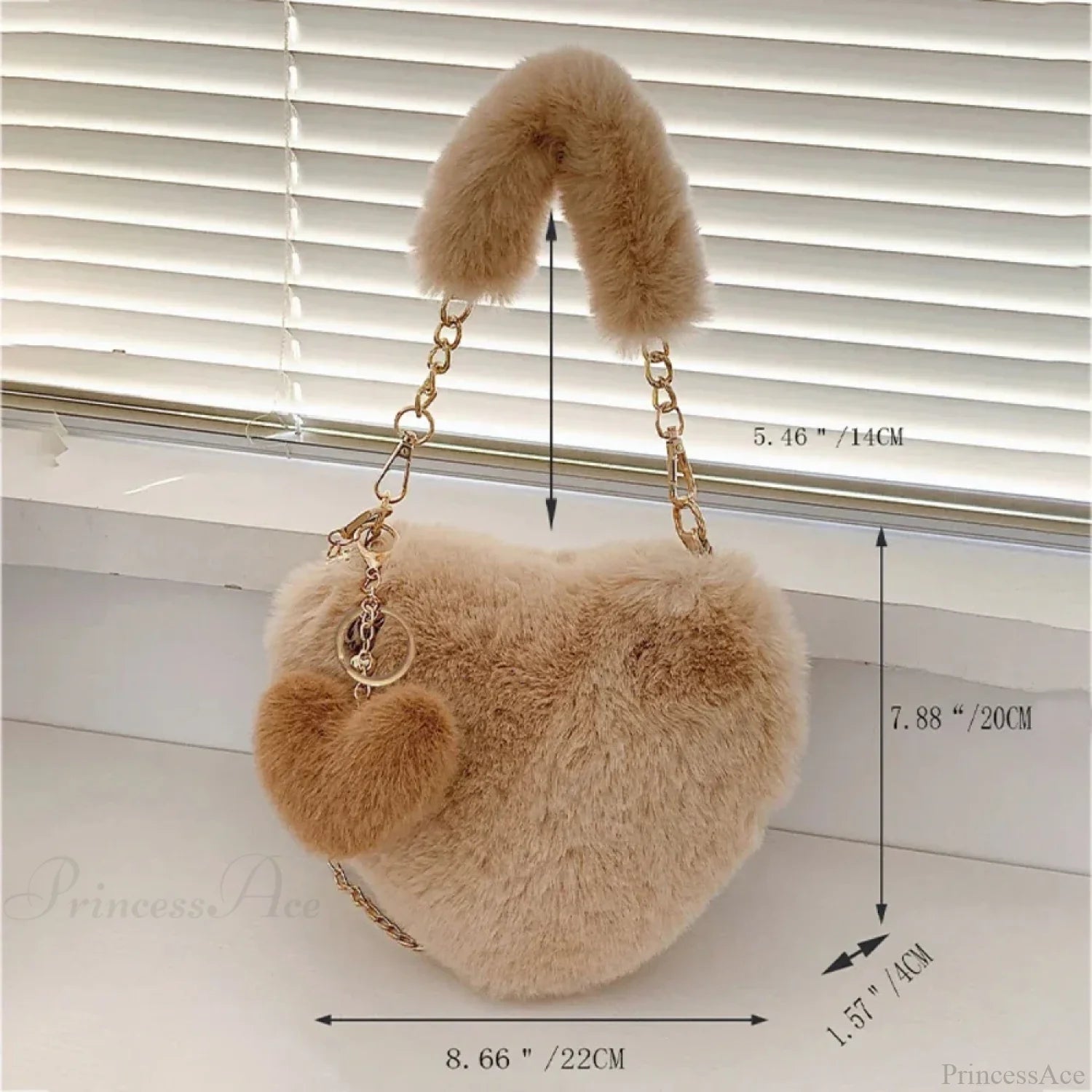 Heart-shaped Faux Fur Plush Small Crossbody Handbag handbag-250126
