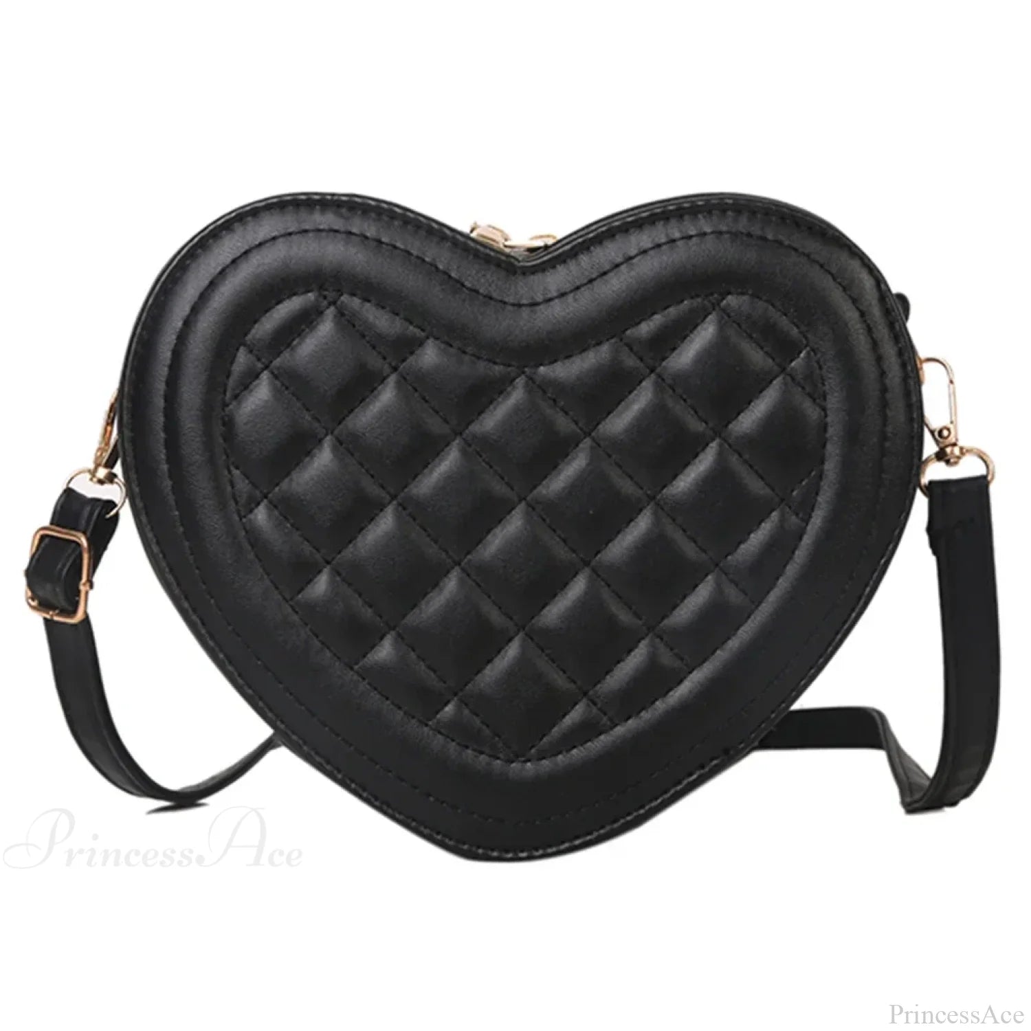 Heart-Shaped Leather Crossbody Tote Black crossbody-250126