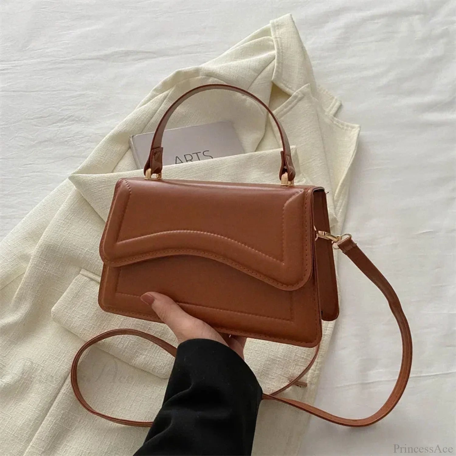 High-Quality PU Leather Small Crossbody Brown crossbody-250126
