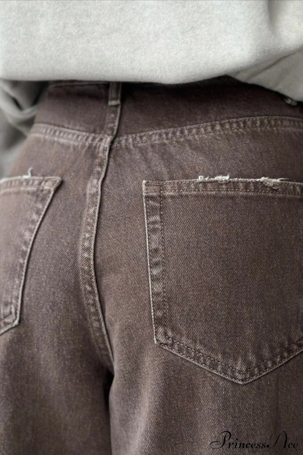 High Waisted Brown Straight Leg Jeans