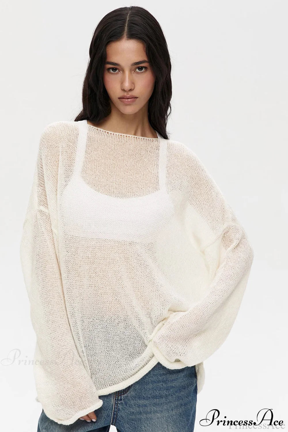 Hollow Out Bell Sleeve Knit Sweater