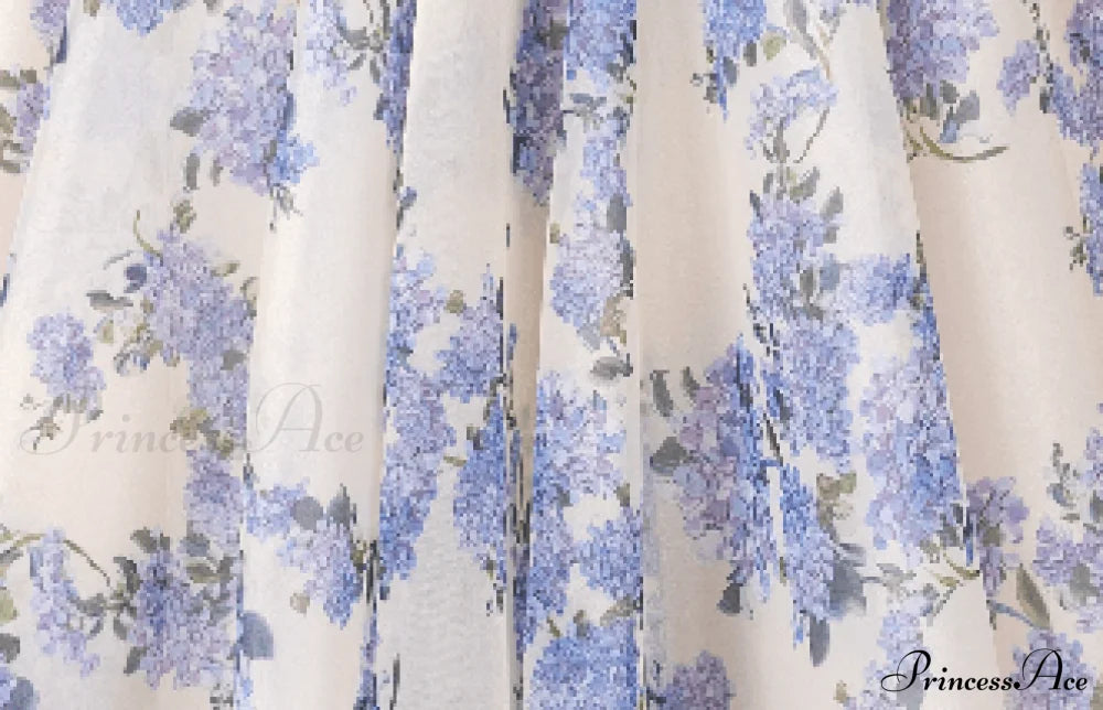 Hydrangea Spaghetti Stylish Strap Midi Dress