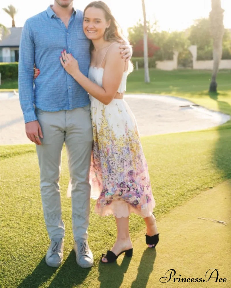 Jude Scallop Midi Charming Dress Peach Gradient Floral 16 Days / 0 Xs Beige