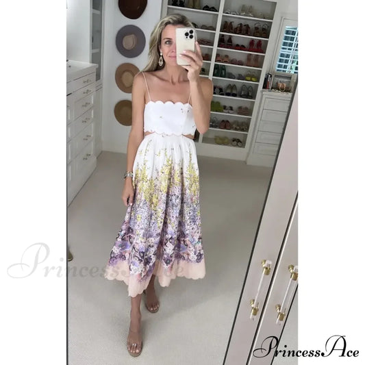 Jude Scallop Midi Charming Dress Peach Gradient Floral 8 Days / 0 Xs Beige