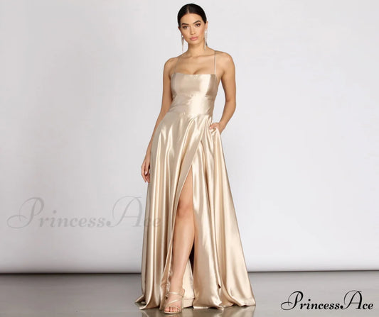 Kaia Satin A-Line Dress - Lady Occasions